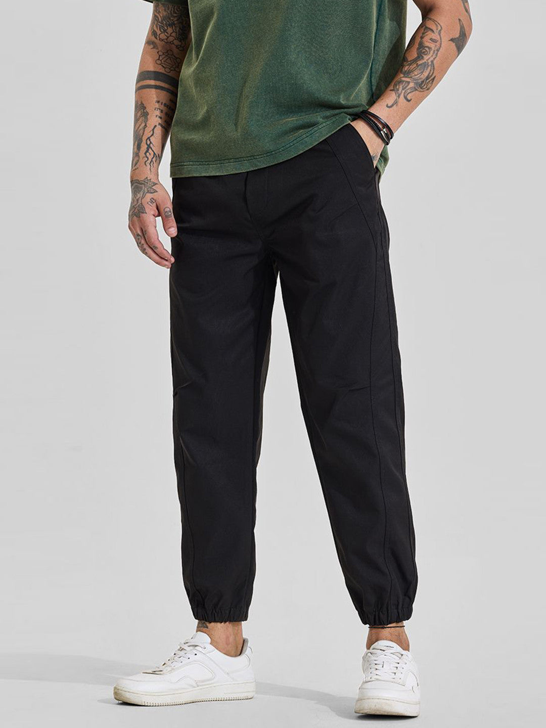 Men Black Mid Rise Relaxed Fit Track Pants
