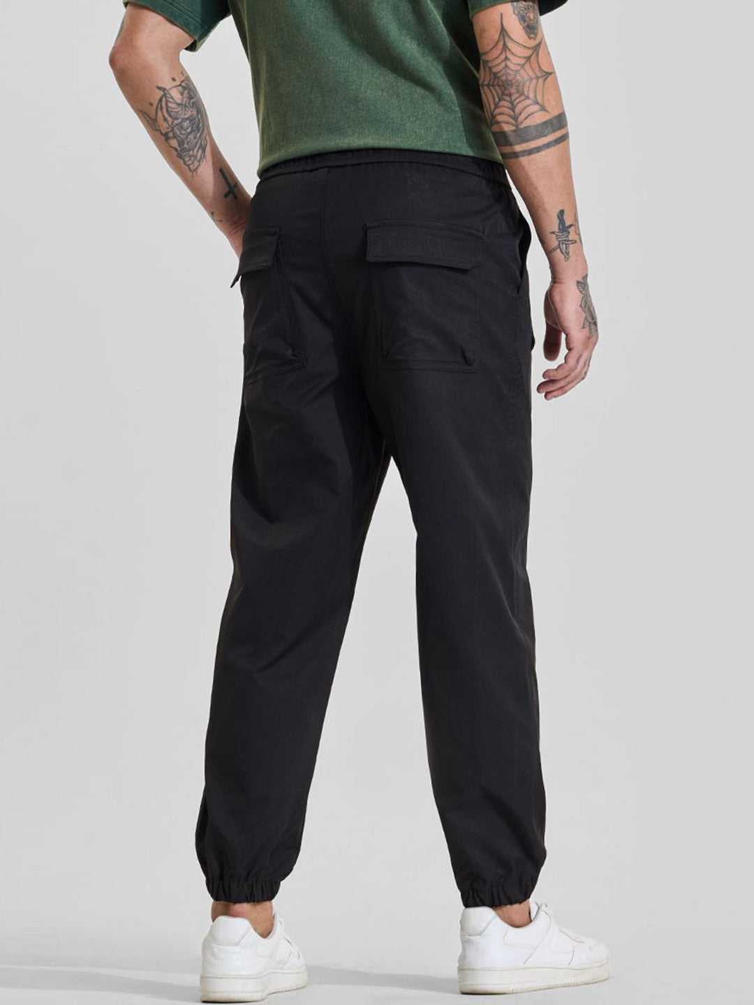 Men Black Mid Rise Relaxed Fit Track Pants